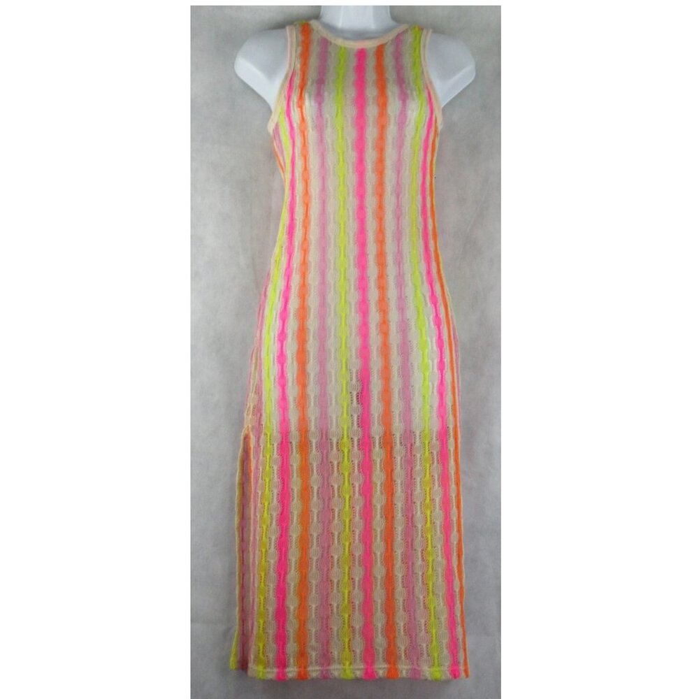 NWT Miken Juniors Open-Knit Low-Back Knee-Length Dress Swim Cover-Up, Multi